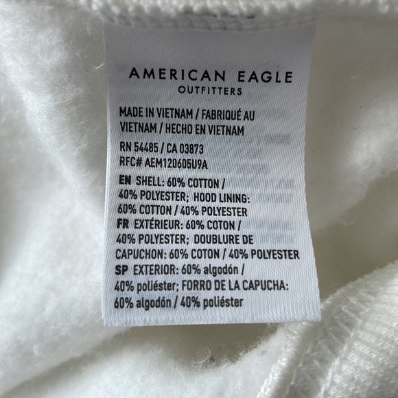 American Eagle Oversized White Hoodie Drawstring Sweatshirt Size Small - Picture 11 of 11